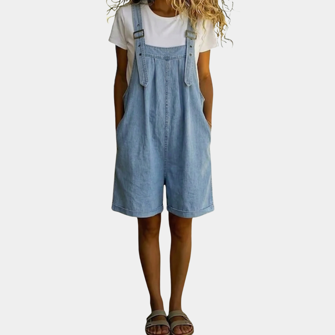 Michelle | Vintage Cotton Feel Denim Short Overall