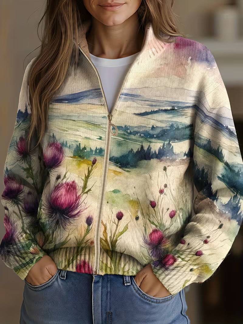 Marilyn | Thistle Landscape Zip Cardigan