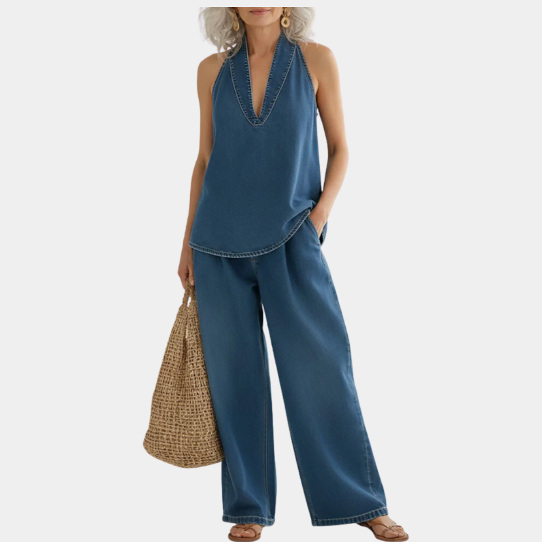 Saylor | Vintage Soft Denim-Look Two-Piece Set