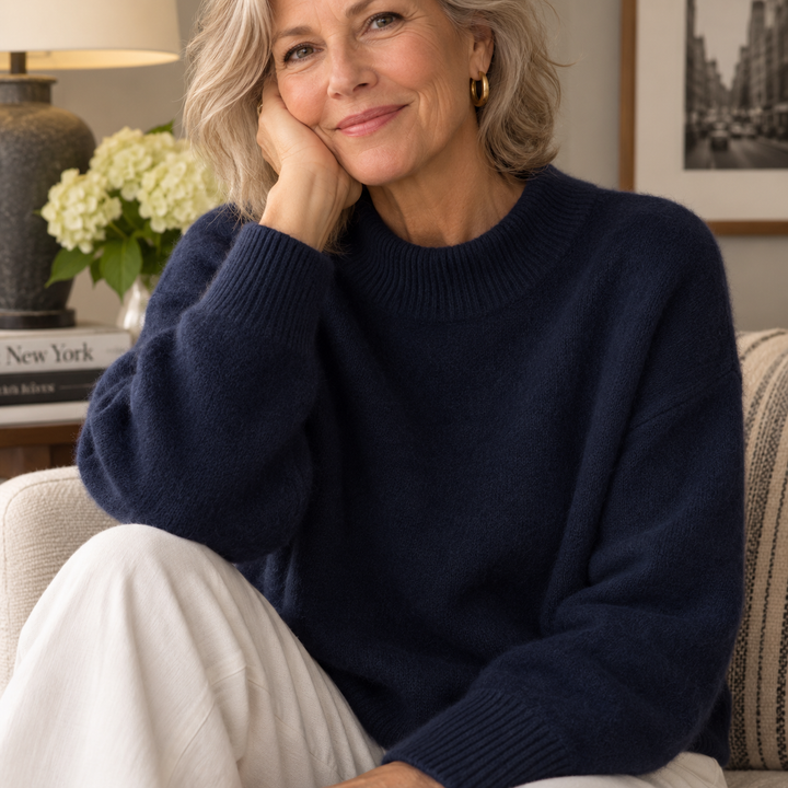 Mary | Cashmere-Blend Mock Neck Sweater