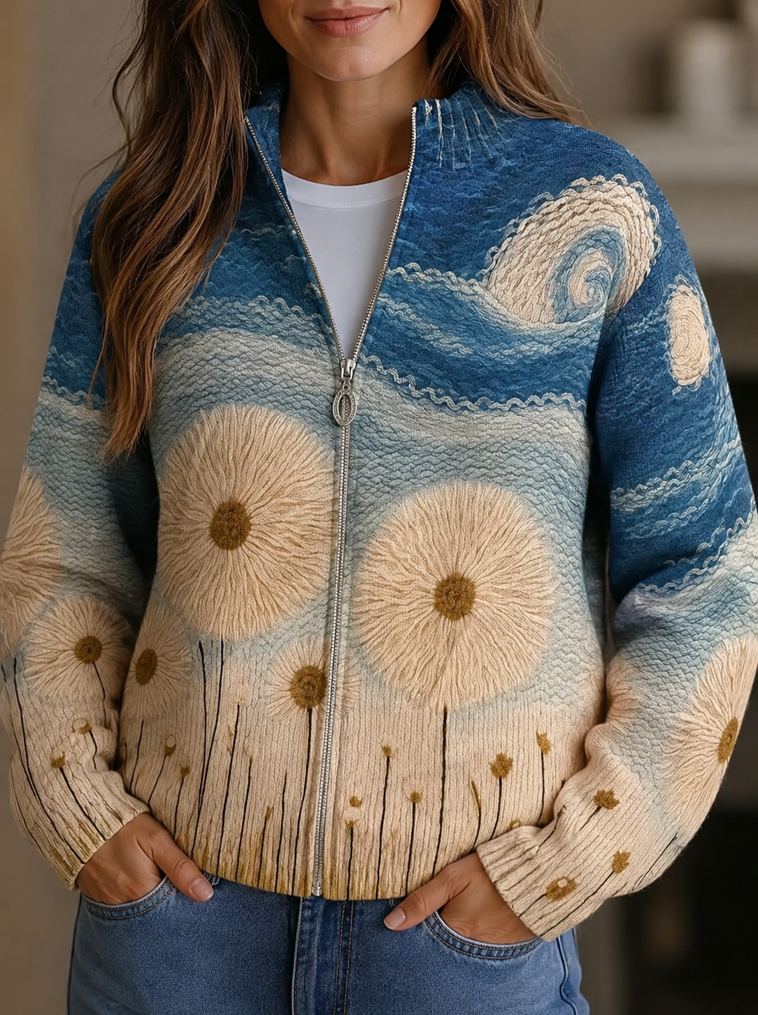 Glenys | Dandelion Meadow Zip Cardigan