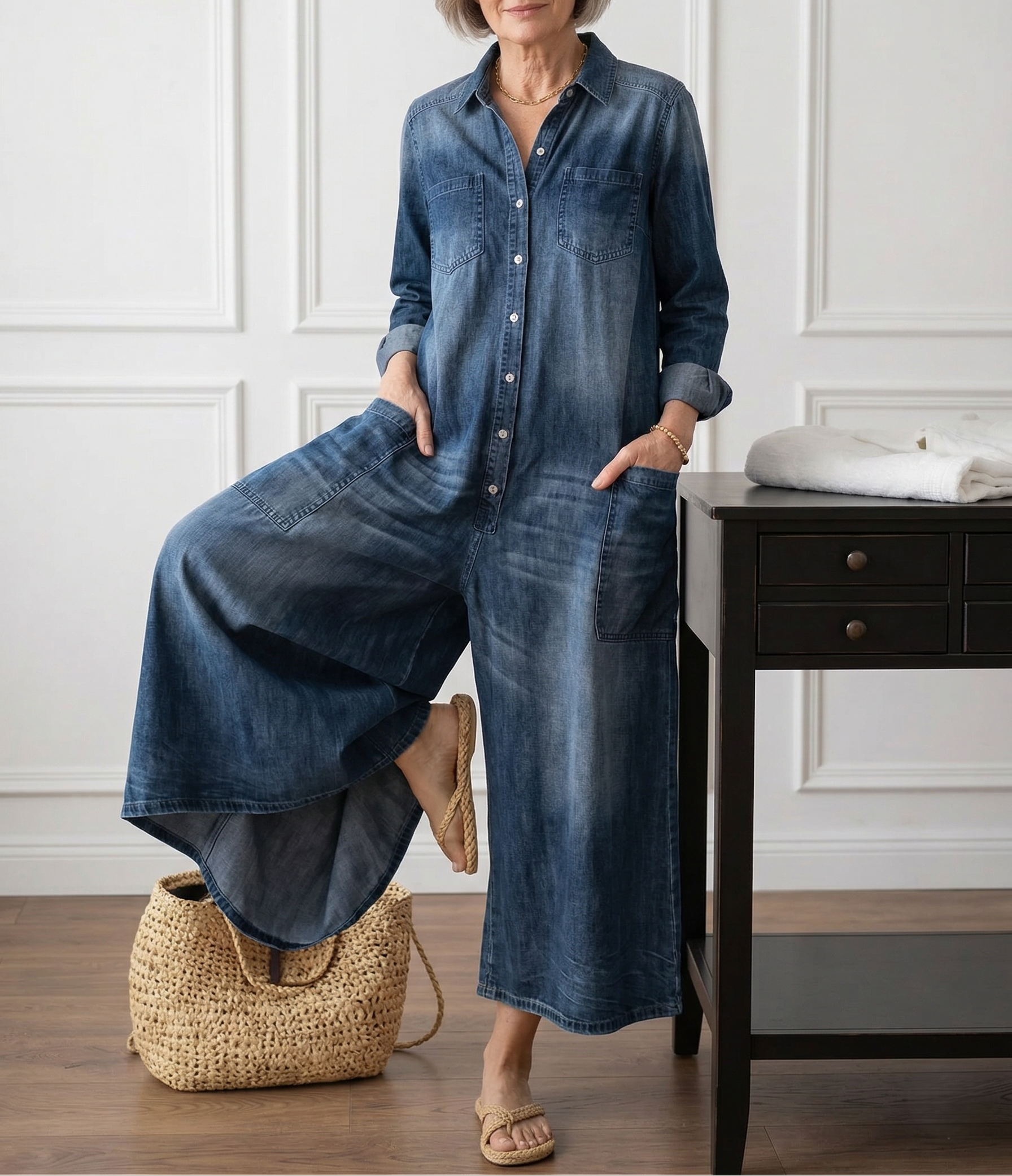 Sandy | Vintage Soft Cotton Denim Jumpsuit