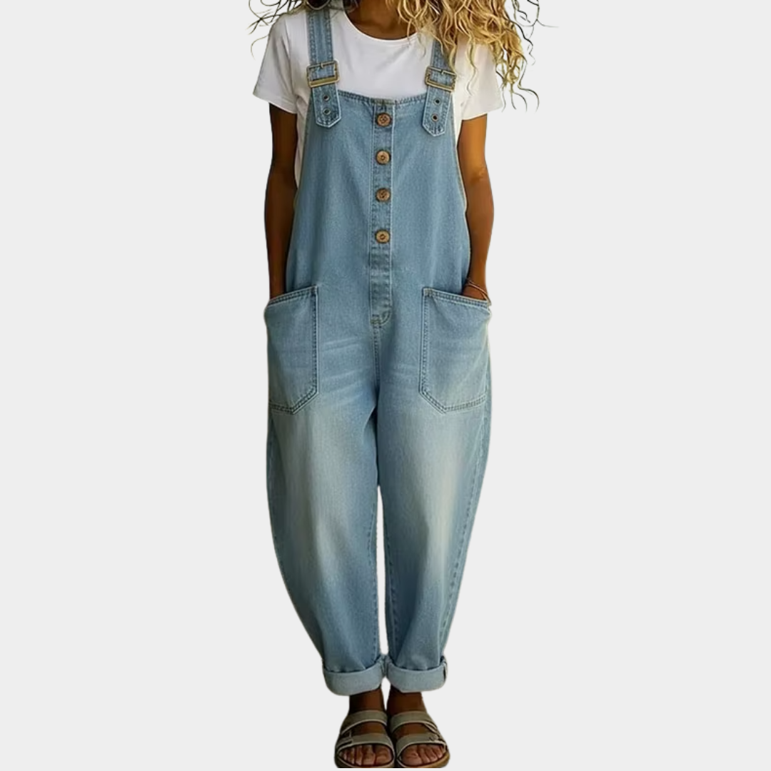 Mara | Vintage Cotton Denim-Look Overalls