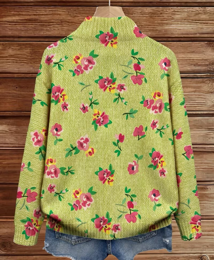 Beverly | Floral Lime Zip Cardigan