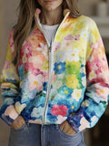 Maureen | Watercolor Floral Zip Cardigan