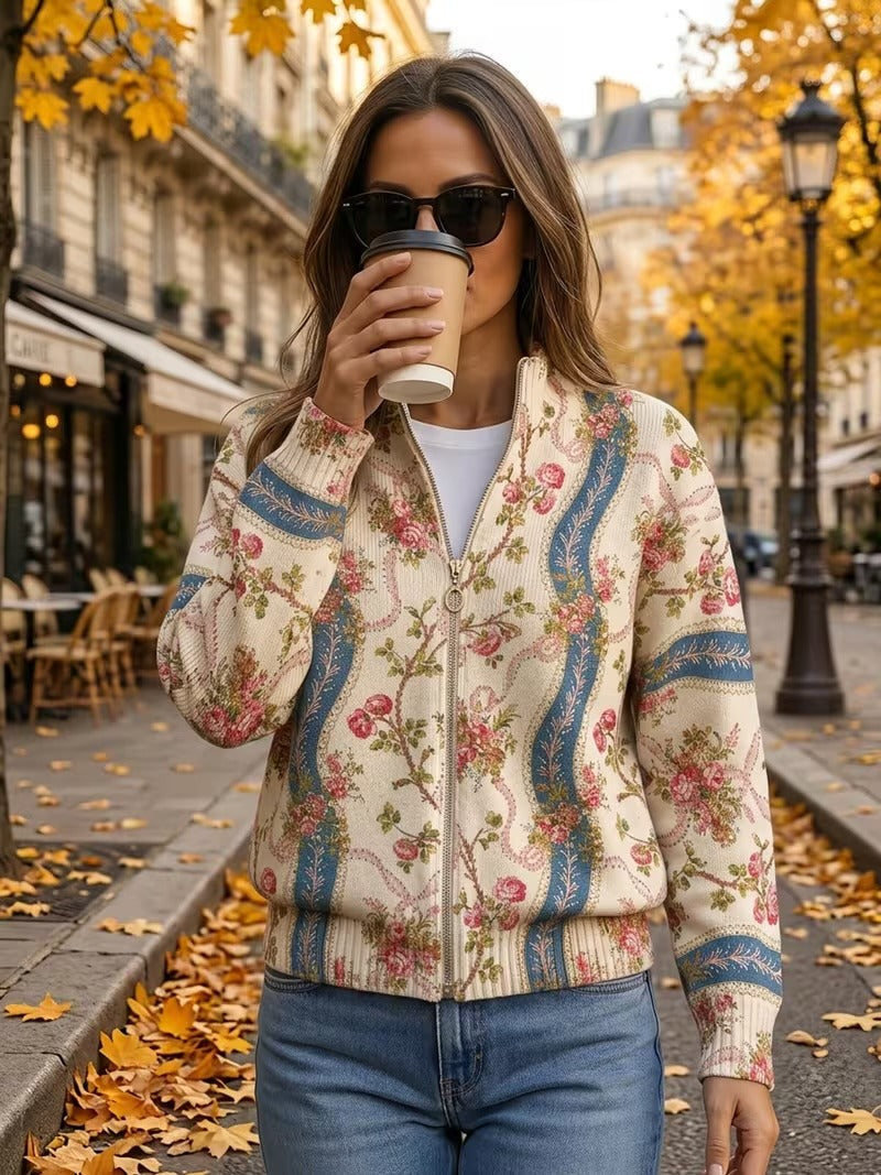 Jocelyn | Climbing Rose Zip Cardigan