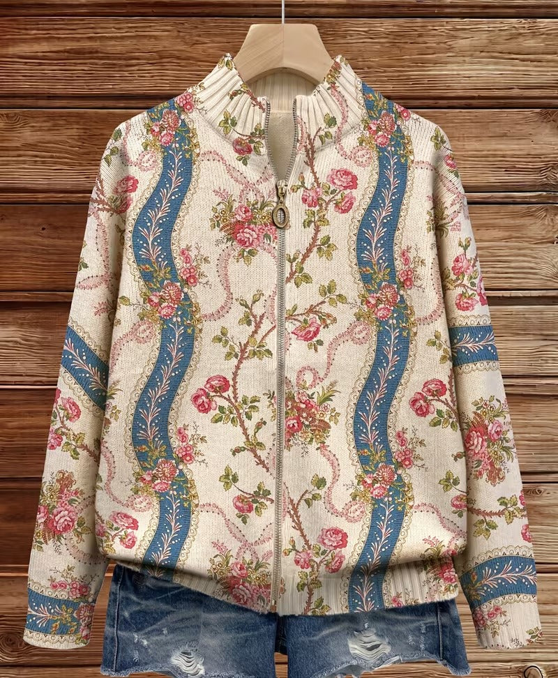 Jocelyn | Climbing Rose Zip Cardigan