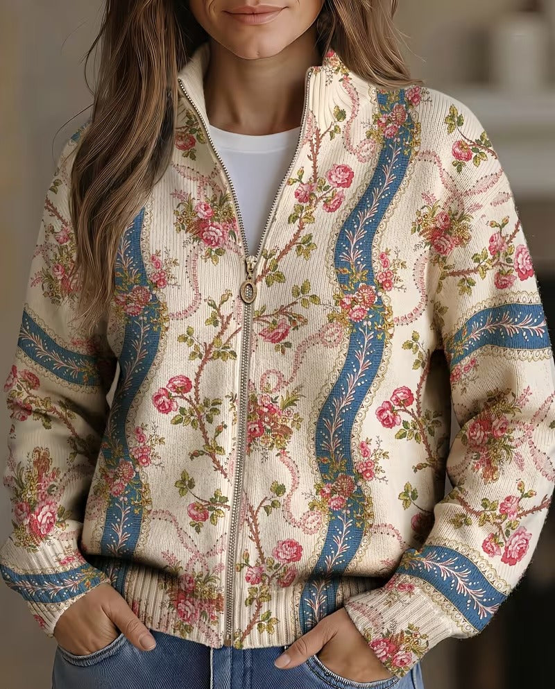 Jocelyn | Climbing Rose Zip Cardigan