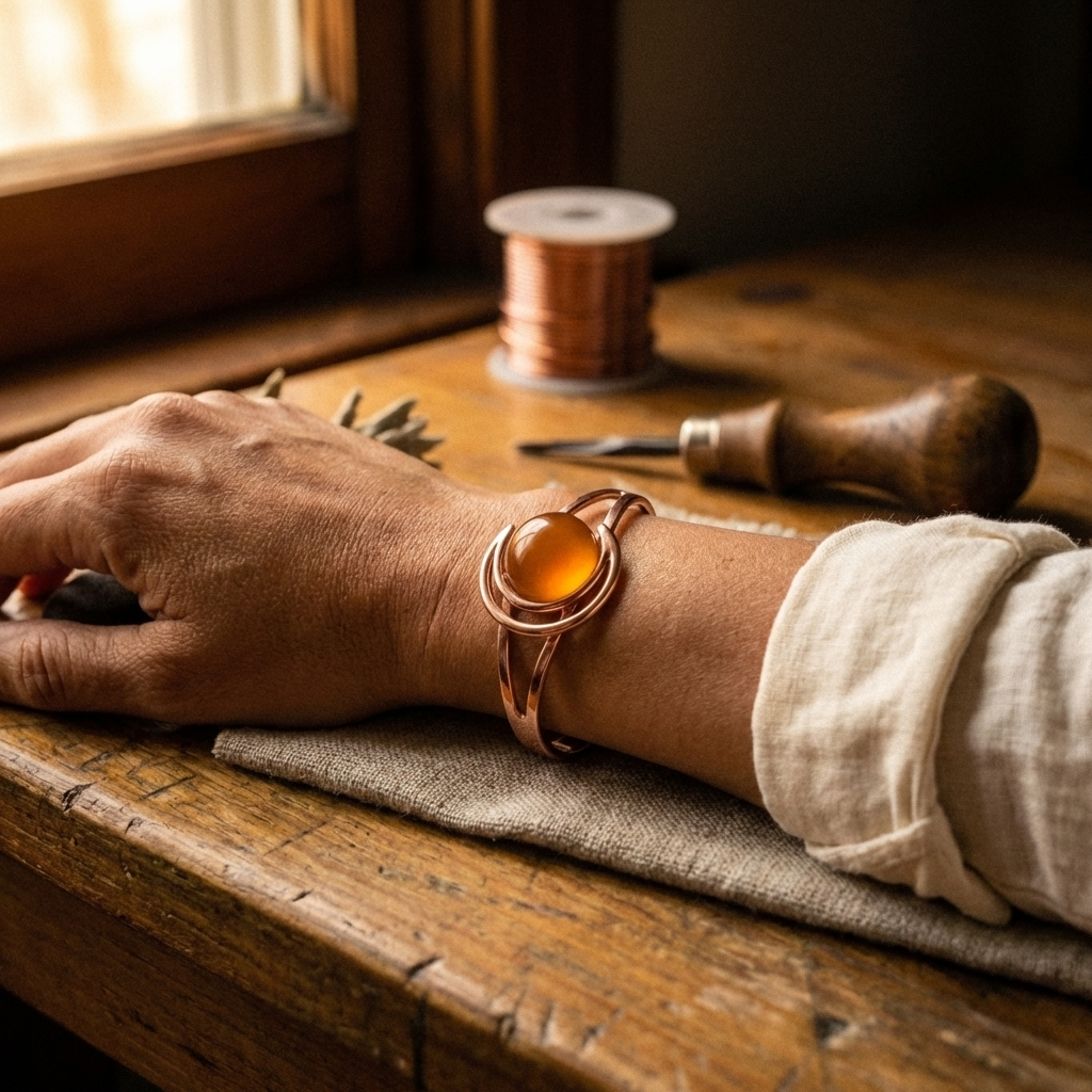 Betty's Sphere Orange Copper Bracelet