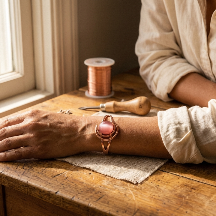 Betty's Sphere Pink Copper Bracelet