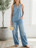 Saylor | Vintage Soft Denim-Look Two-Piece Set