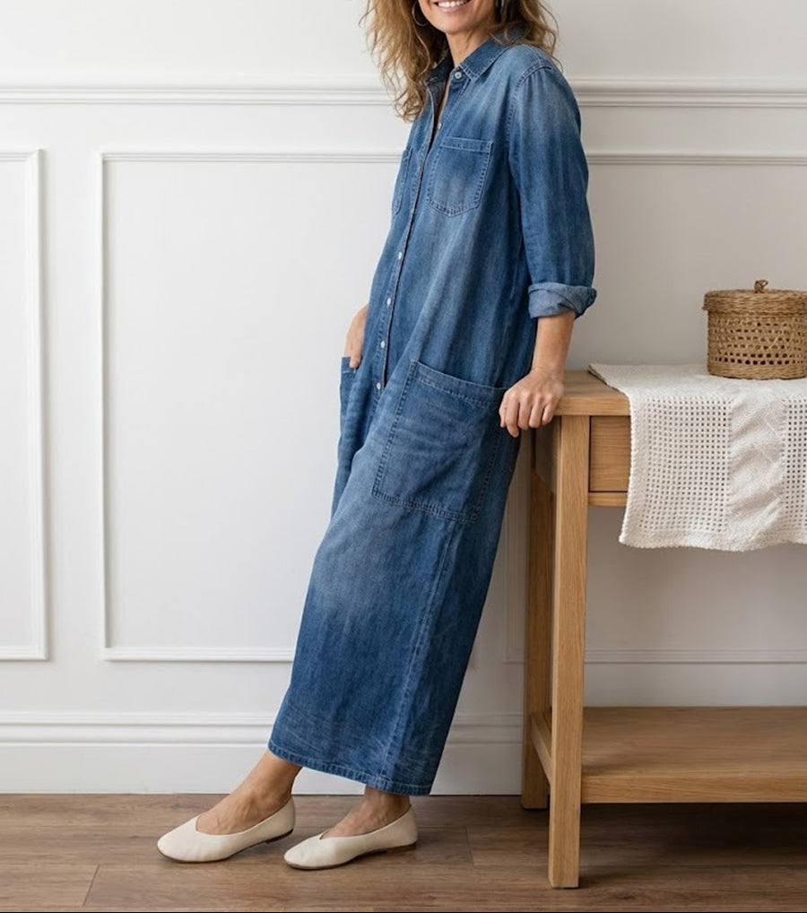 Sandy | Vintage Soft Cotton Denim Jumpsuit