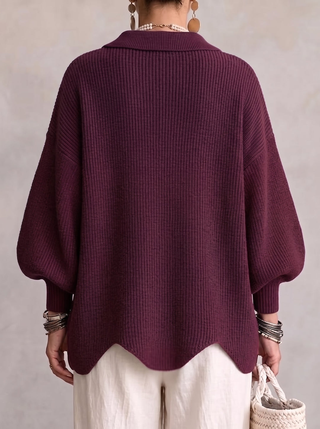 Pearl | Oversized Collared Cardigan With Large Metal Buttons