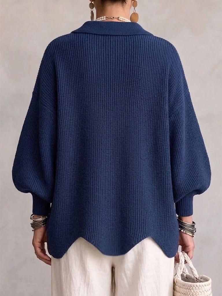 Pearl | Oversized Collared Cardigan With Large Metal Buttons