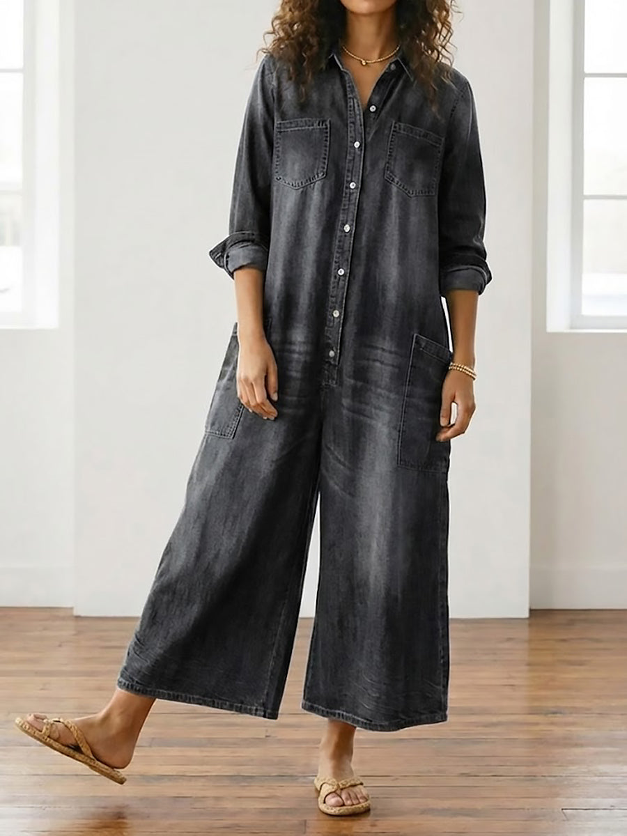 Sandy | Vintage Soft Cotton Denim Jumpsuit