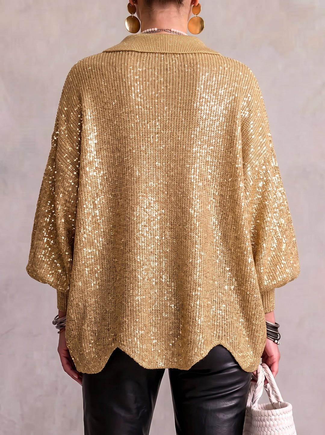 Pearl | Oversized Collared Cardigan With Large Metal Buttons