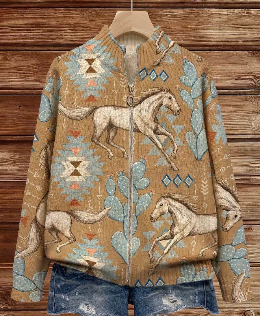Colleen | Desert Horse Zip Cardigan