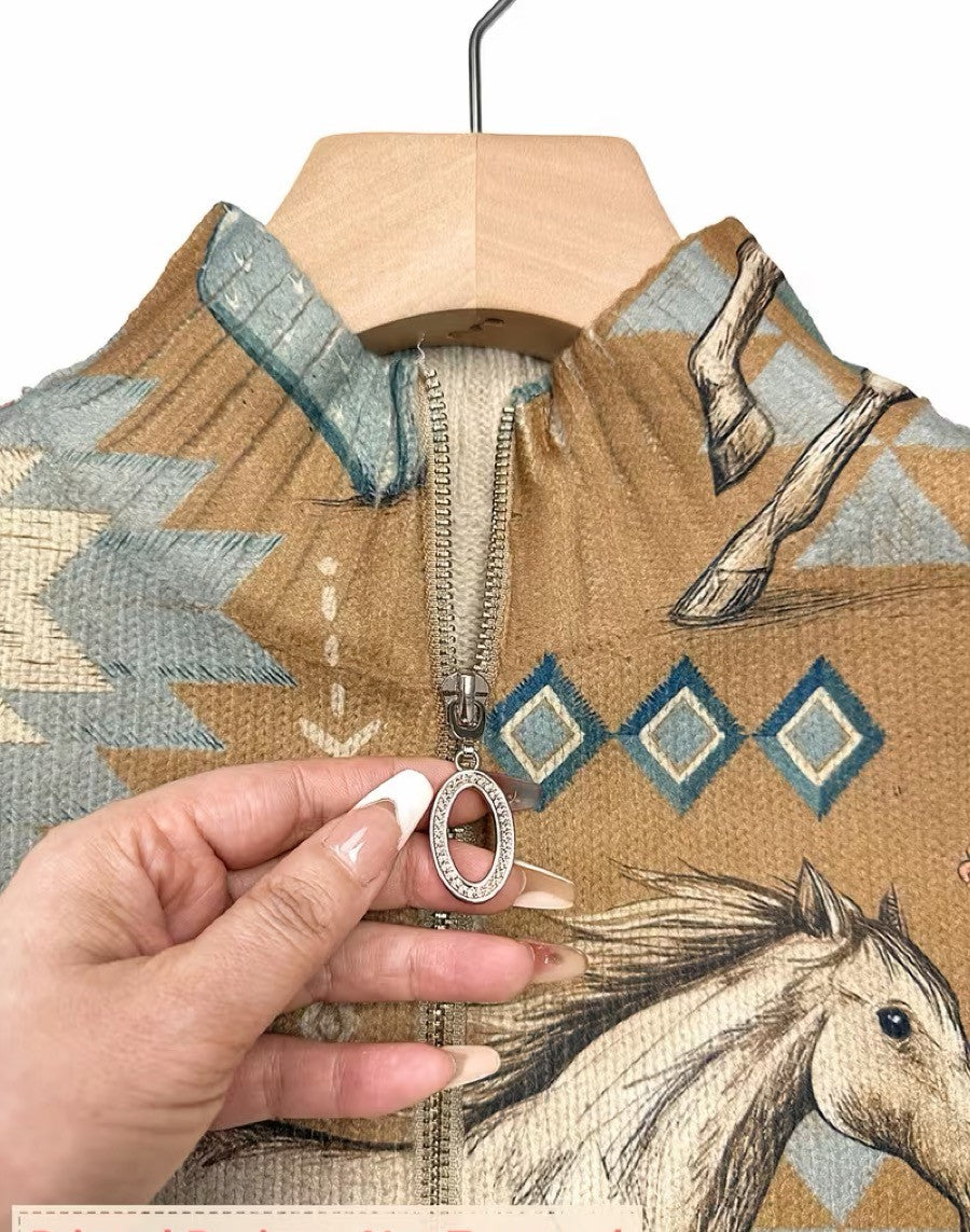 Colleen | Desert Horse Zip Cardigan