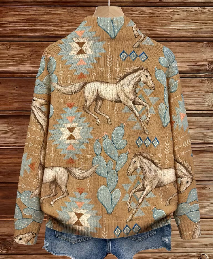 Colleen | Desert Horse Zip Cardigan