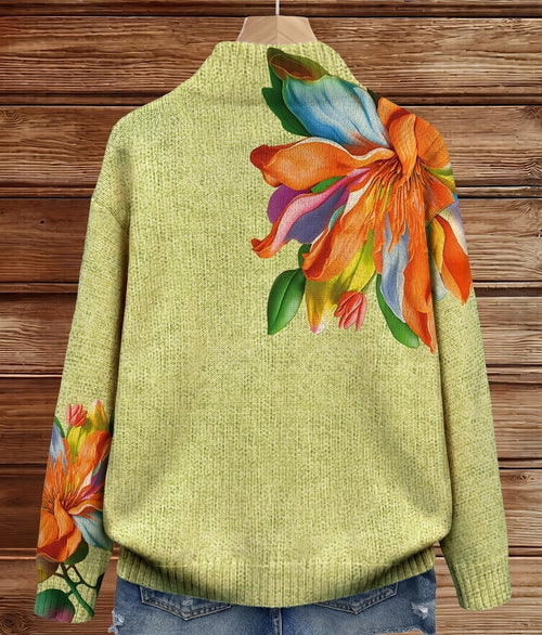 Dianne | Tropical Lily Zip Cardigan